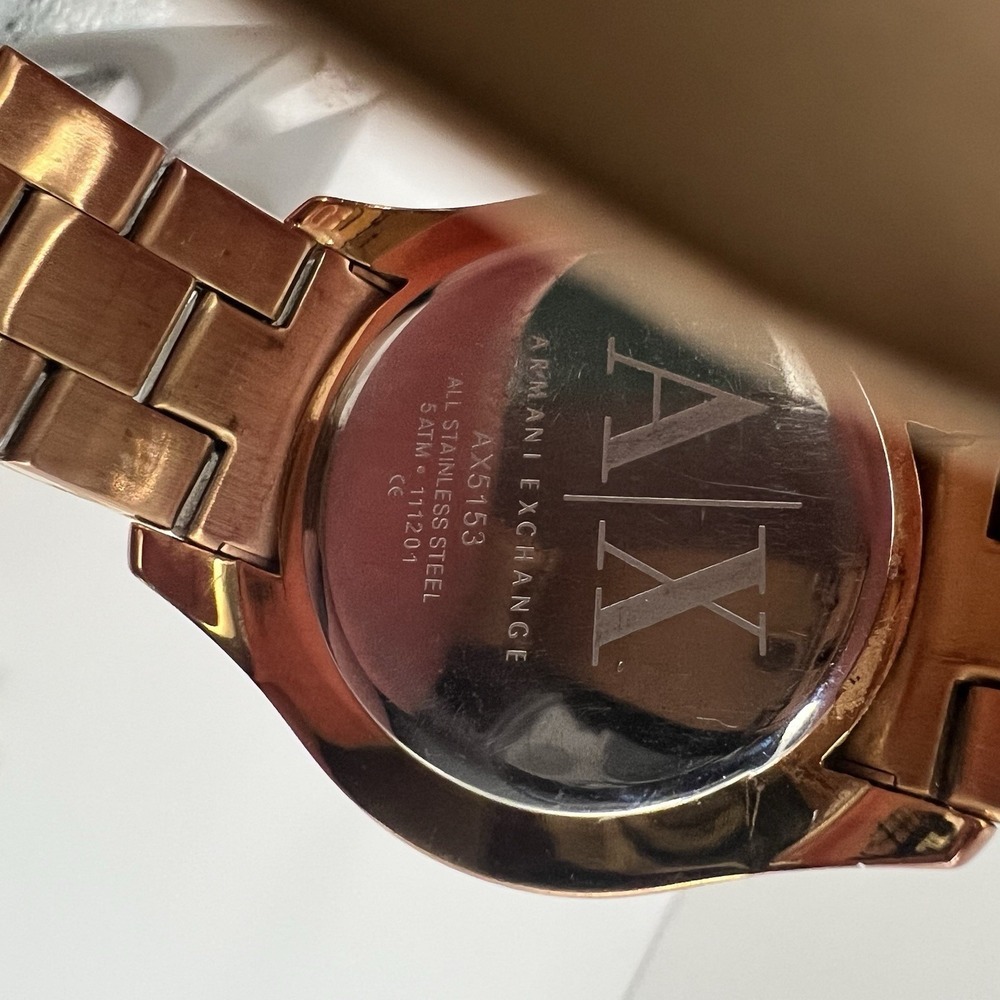 Armani Exchange AX5153 Rose Gold Crystal Dial Watch – New Battery‎ – Working - Picture 6 of 7